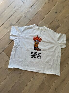 White 'Cool It, Cowboy' Graphic Tee